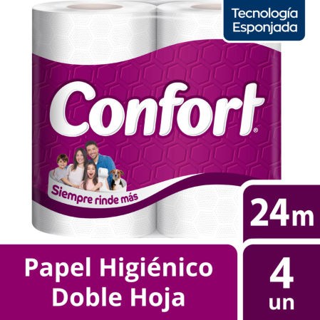 Papel Higiénico Confort Mega Doble Hoja 24 mts